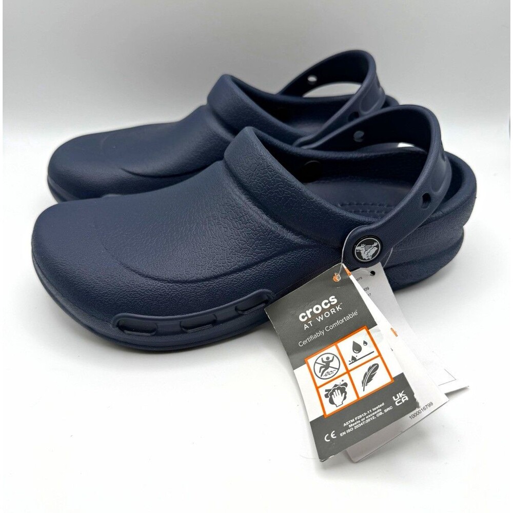 C Crocs At Work Bistro Clogs Navy Blue Slip Resistant Work Shoes Men 5 Women 7